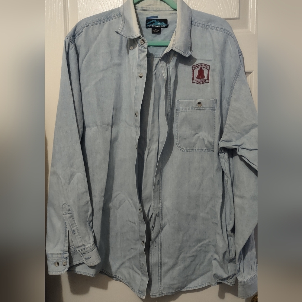 Wrangler Light Blue Denim Shirt with Embroidered Logo